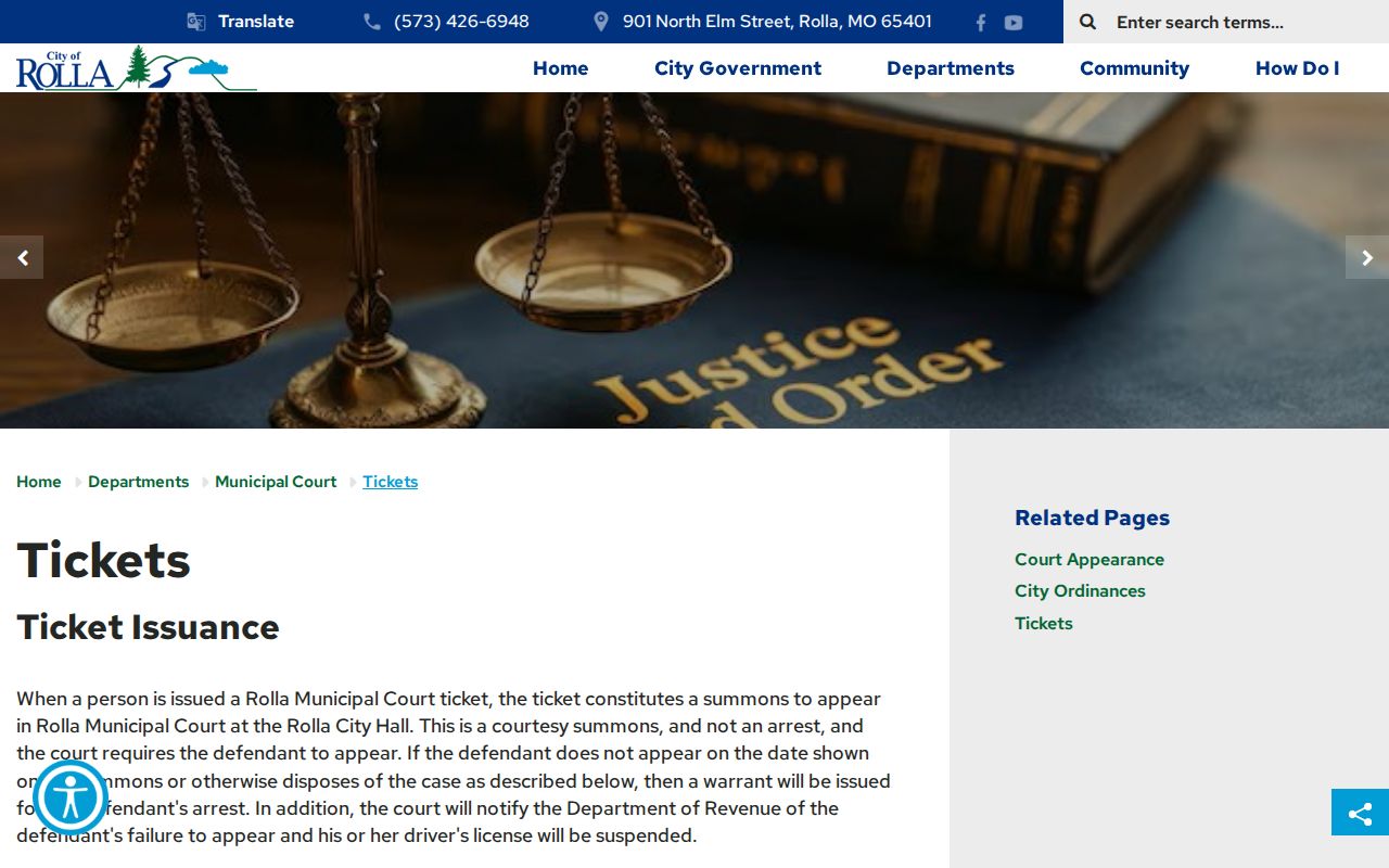 Rolla court docket ticket instructions