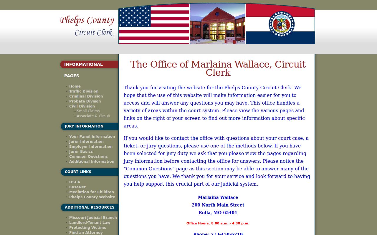 St. James court docket Phelps Circuit Clerk route