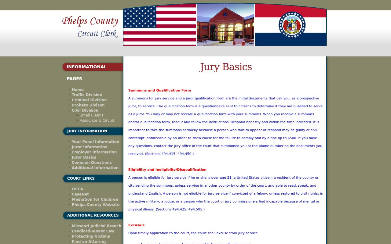 Phelps County court calendar jury basics source