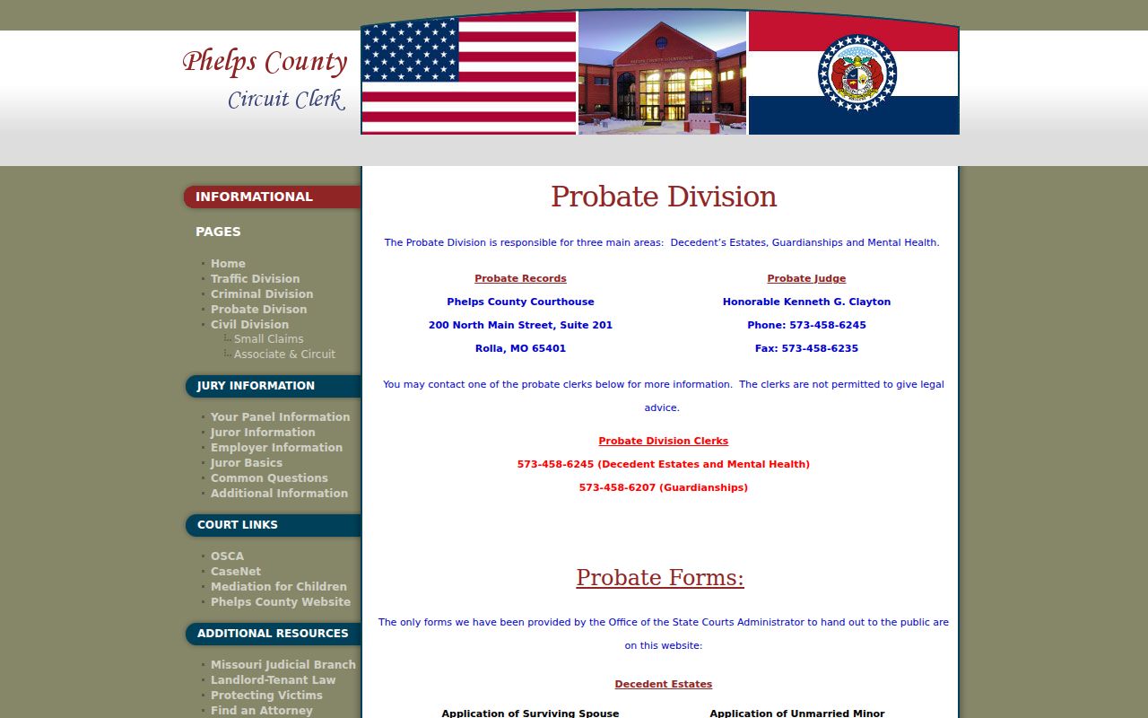 Phelps County court records probate division source